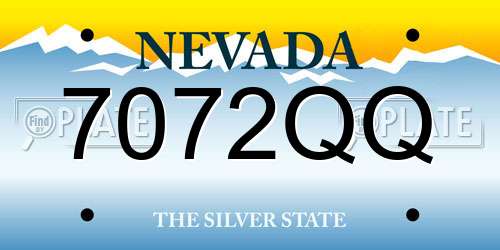 7072QQ Nevada License Plate