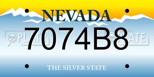 7074B8 Nevada License Plate