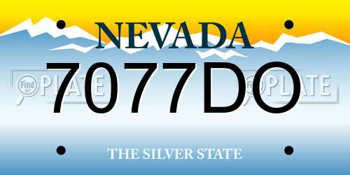 7077DO Nevada License Plate