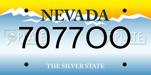 7077OO Nevada License Plate