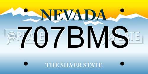 707BMS Nevada License Plate