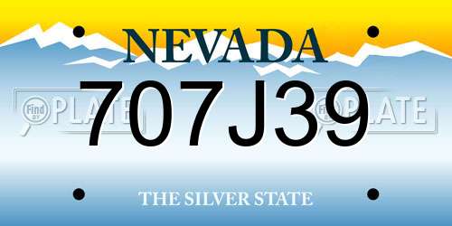707J39 Nevada License Plate