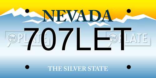 707LET Nevada License Plate
