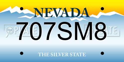 707SM8 Nevada License Plate