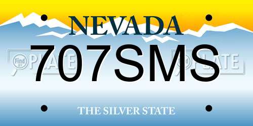 707SMS Nevada License Plate