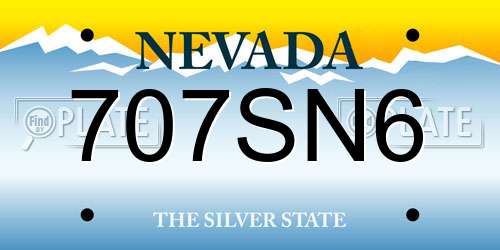 707SN6 Nevada License Plate