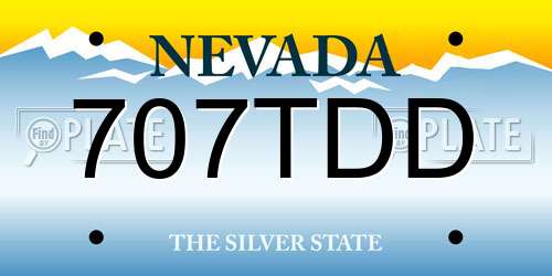 707TDD Nevada License Plate