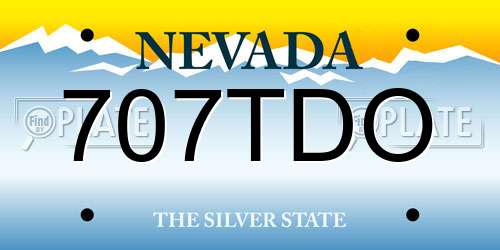 707TDO Nevada License Plate