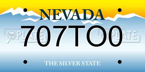 707TO0 Nevada License Plate