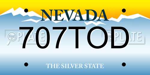707TOD Nevada License Plate