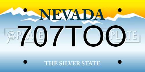 707TOO Nevada License Plate