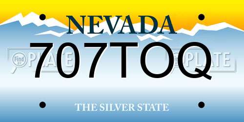 707TOQ Nevada License Plate