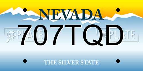 707TQD Nevada License Plate
