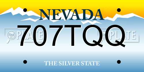 707TQQ Nevada License Plate