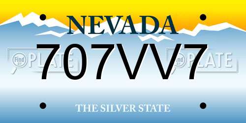 707VV7 Nevada License Plate