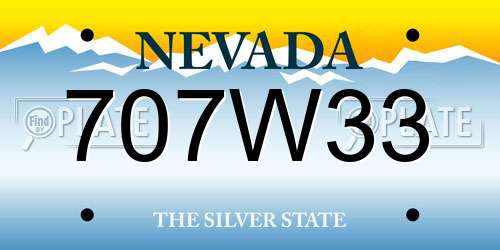 707W33 Nevada License Plate
