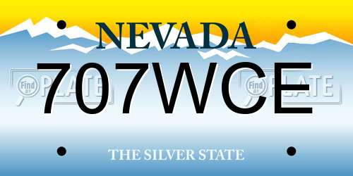 707WCE Nevada License Plate
