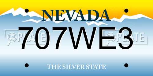 707WE3 Nevada License Plate