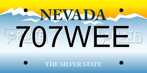 707WEE Nevada License Plate