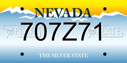 707Z71 Nevada License Plate