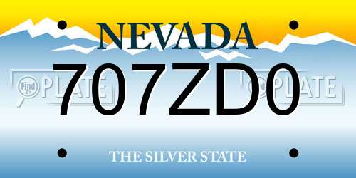 707ZD0 Nevada License Plate