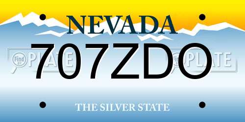 707ZDO Nevada License Plate