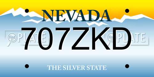 707ZKD Nevada License Plate