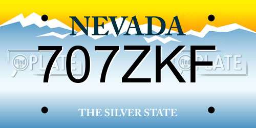 707ZKF Nevada License Plate