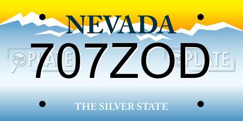 707ZOD Nevada License Plate