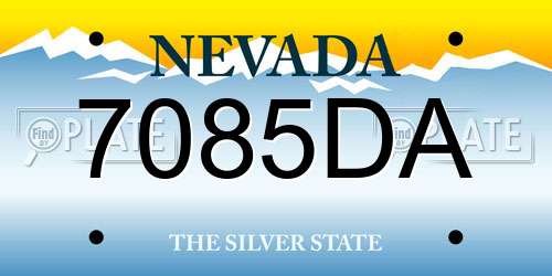 7085DA Nevada License Plate