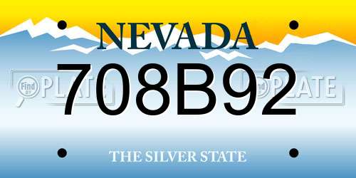 708B92 Nevada License Plate