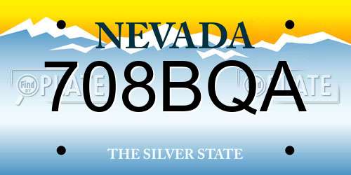 708BQA Nevada License Plate