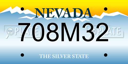 708M32 Nevada License Plate