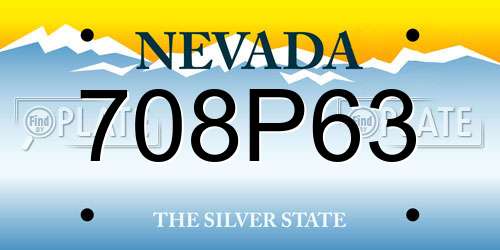 708P63 Nevada License Plate