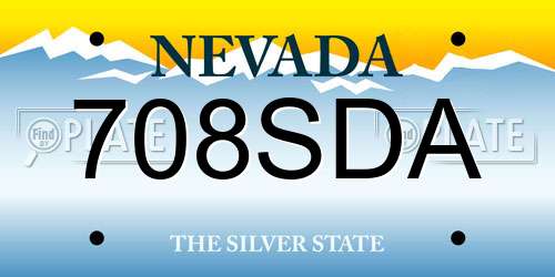 708SDA Nevada License Plate