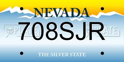 708SJR Nevada License Plate