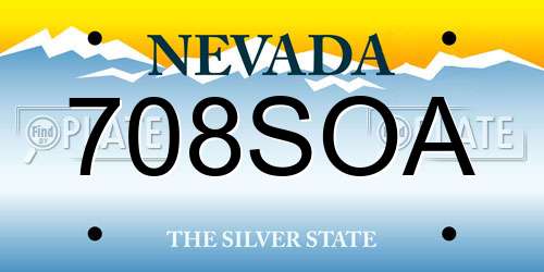 708SOA Nevada License Plate