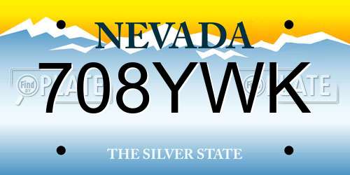 708YWK Nevada License Plate