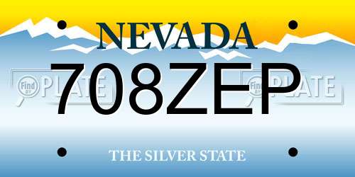 708ZEP Nevada License Plate