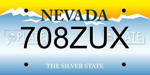 708ZUX Nevada License Plate