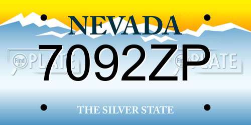 7092ZP Nevada License Plate