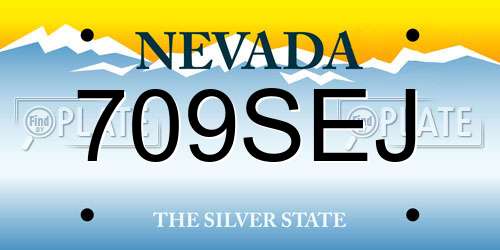 709SEJ Nevada License Plate