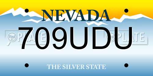 709UDU Nevada License Plate