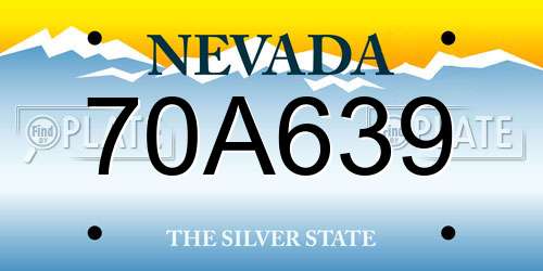 70A639 Nevada License Plate