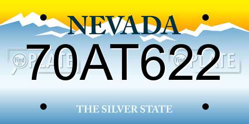 70AT622 Nevada License Plate