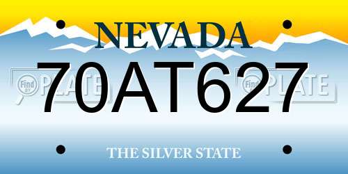 70AT627 Nevada License Plate