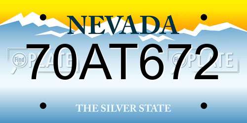 70AT672 Nevada License Plate