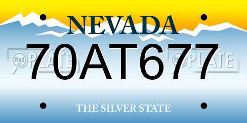 70AT677 Nevada License Plate
