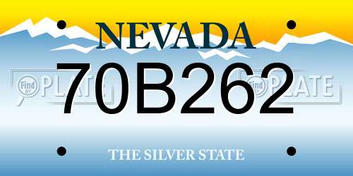 70B262 Nevada License Plate