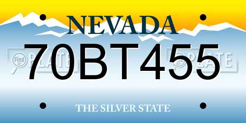 70BT455 Nevada License Plate